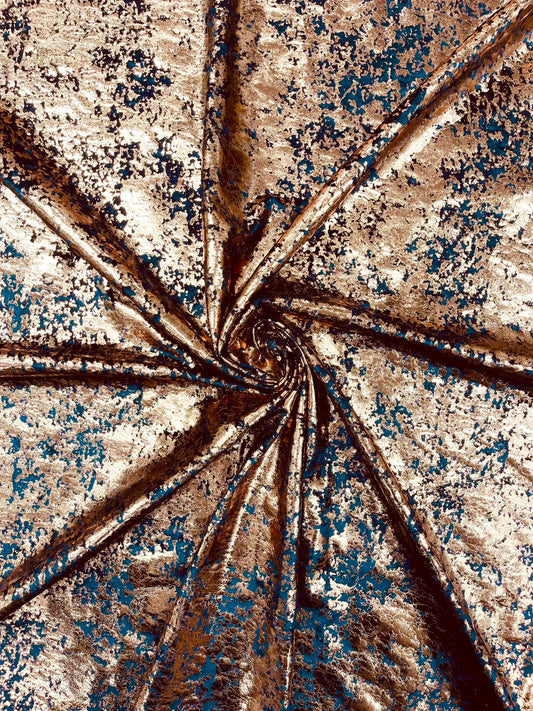 Splatter foil design stretch velvet 4-way stretch | Royalty Fabric