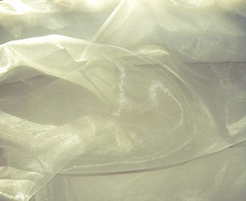 58/60" Wide Polyester Light Weight Sheer Mirror Organza Fabric (Ivory 128, 1 Yard)