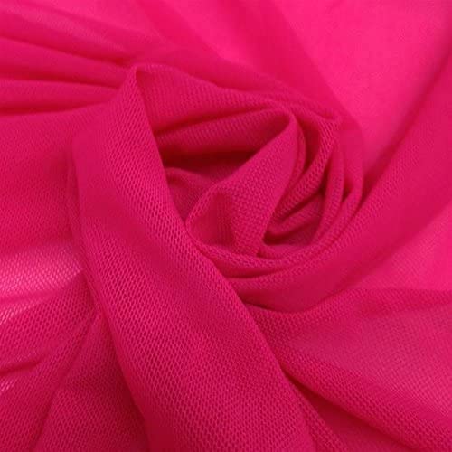 Solid Stretch Power Mesh Fabric Nylon Spandex (1 Yard, Fuchsia)