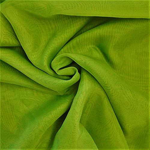 Sheer Voile Chiffon Fabric Draping Panels | Voile Fabric - 120" Wide | Use for Backdrop Curtain 10 Feet Wide. (Lime, by The Yard Folded)