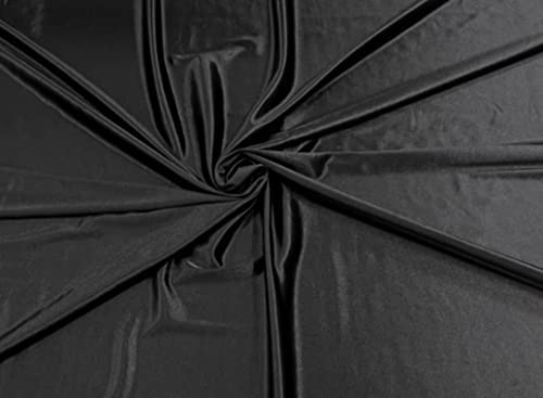 Deluxe Shiny Polyester Spandex Stretch Fabric (1 Yard, Black)