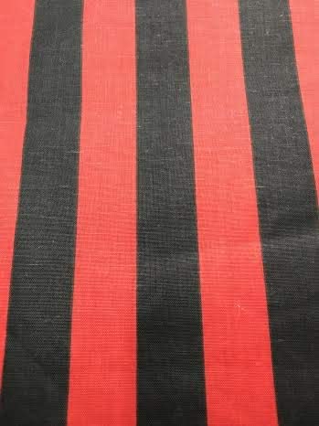 60" Wide by 1" Stripe Poly Cotton Fabric (Black & Red, by The Yard)
