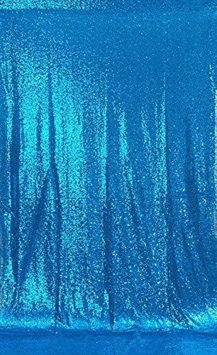 50" Wide Mini Glitz Disc Sequins Fabric (Turquoise, 1 Yard)