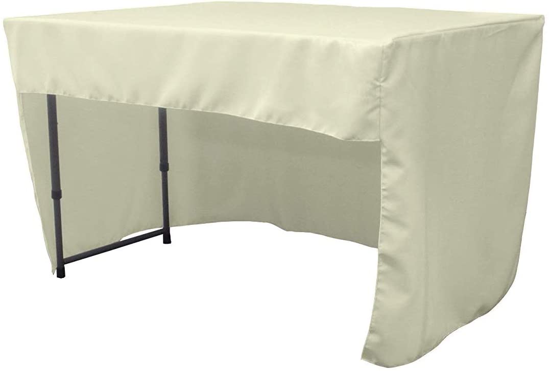 Polyester Poplin Fitted Tablecloth with Open Back Design (Ivory, 72" Long x 30" Wide x 30" High)