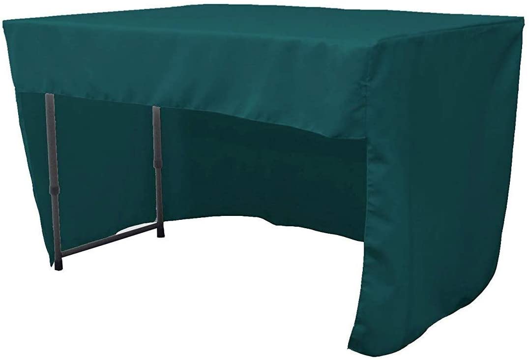 Polyester Poplin Fitted Tablecloth with Open Back Design (Teal, 72" Long x 30" Wide x 30" High)