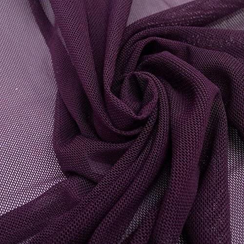 Solid Stretch Power Mesh Fabric Nylon Spandex (1 Yard, Eggplant)