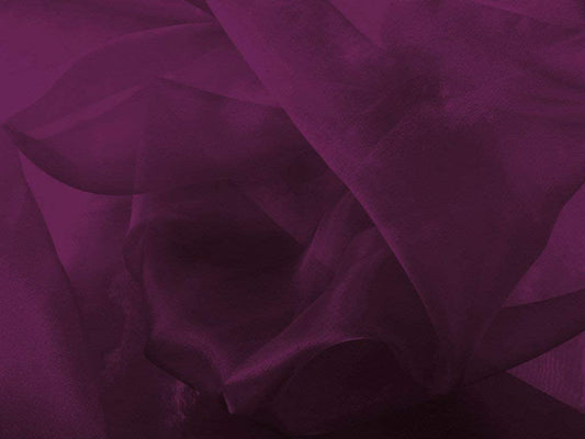 60" Wide Polyester Light Weight Crystal Organza Fabric (Plum, 1 Yard)