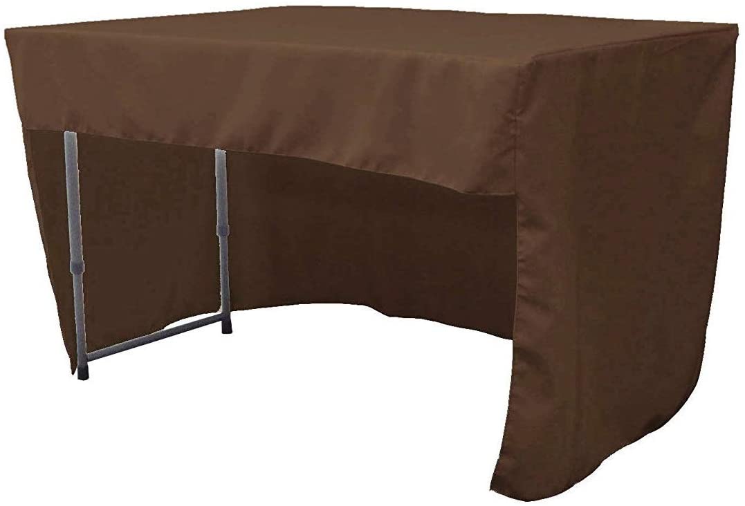 Polyester Poplin Fitted Tablecloth with Open Back Design (Brown, 72" Long x 30" Wide x 30" High)
