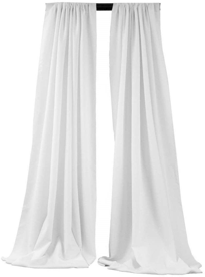 2 Panels 5 Feet Wide Polyester Seamless Backdrop Drape Curtain Panel - (White,