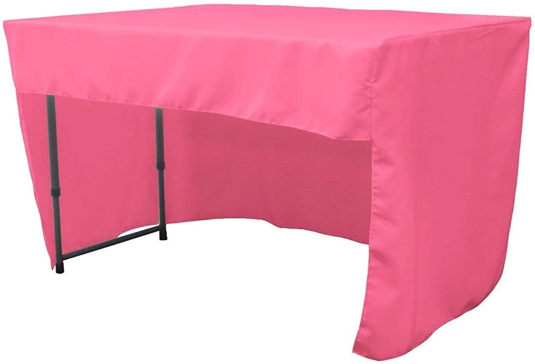 Polyester Poplin Fitted Tablecloth with Open Back Design (Hot Pink, 72" Long x 30" Wide x 30" High)