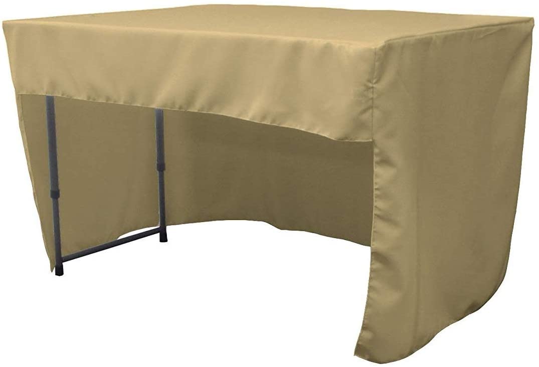 Polyester Poplin Fitted Tablecloth with Open Back Design (Taupe, 72" Long x 30" Wide x 30" High)