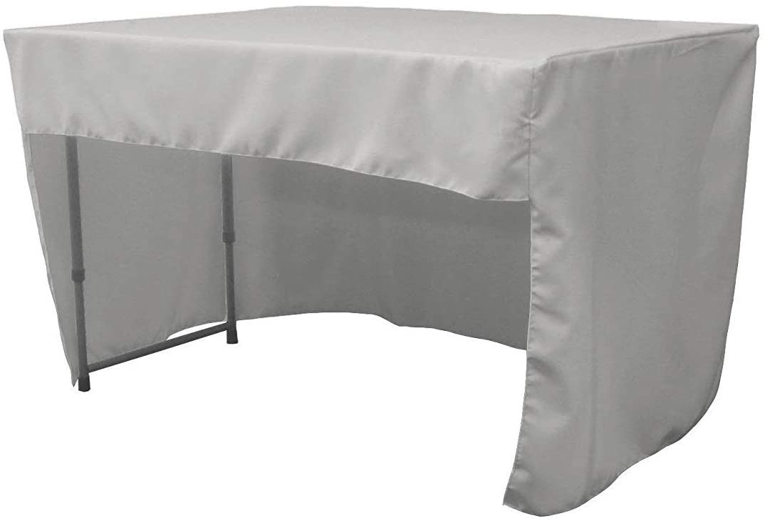 Polyester Poplin Fitted Tablecloth with Open Back Design (Silver, 72" Long x 30" Wide x 30" High)