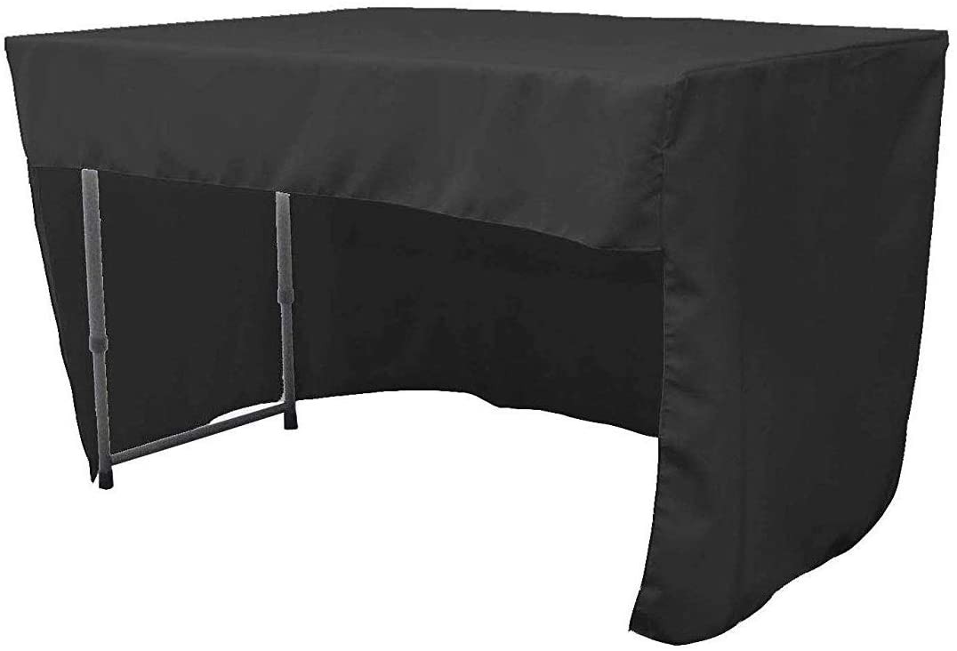Polyester Poplin Fitted Tablecloth with Open Back Design (Black, 72" Long x 30" Wide x 30" High)