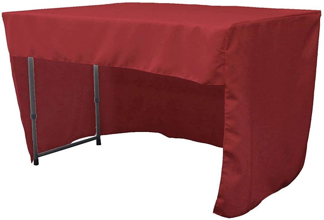 Polyester Poplin Fitted Tablecloth with Open Back Design (Cranberry, 72" Long x 30" Wide x 30" High)