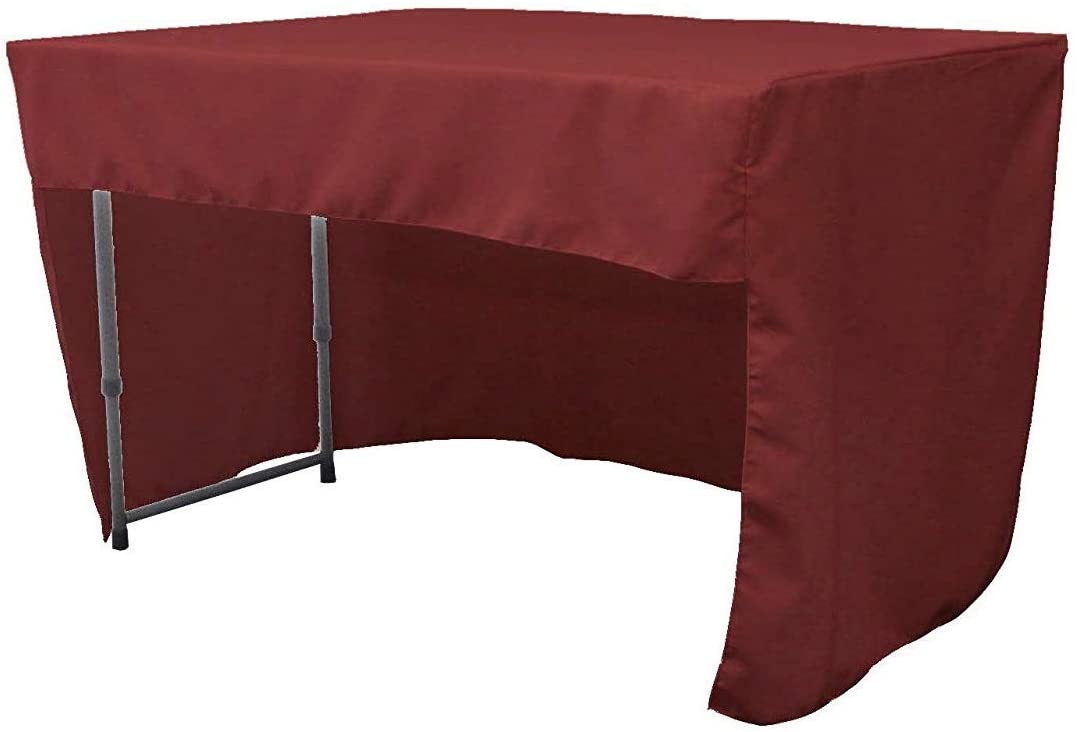 Polyester Poplin Fitted Tablecloth with Open Back Design (Burgundy, 72" Long x 30" Wide x 30" High)