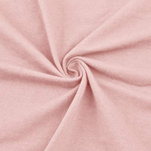 58/60" Wide, 95% Cotton 5% Spandex, Cotton Jersey Spandex Knit Blend, 4 Way Stretch Fabric (Blush, 1 Yard)