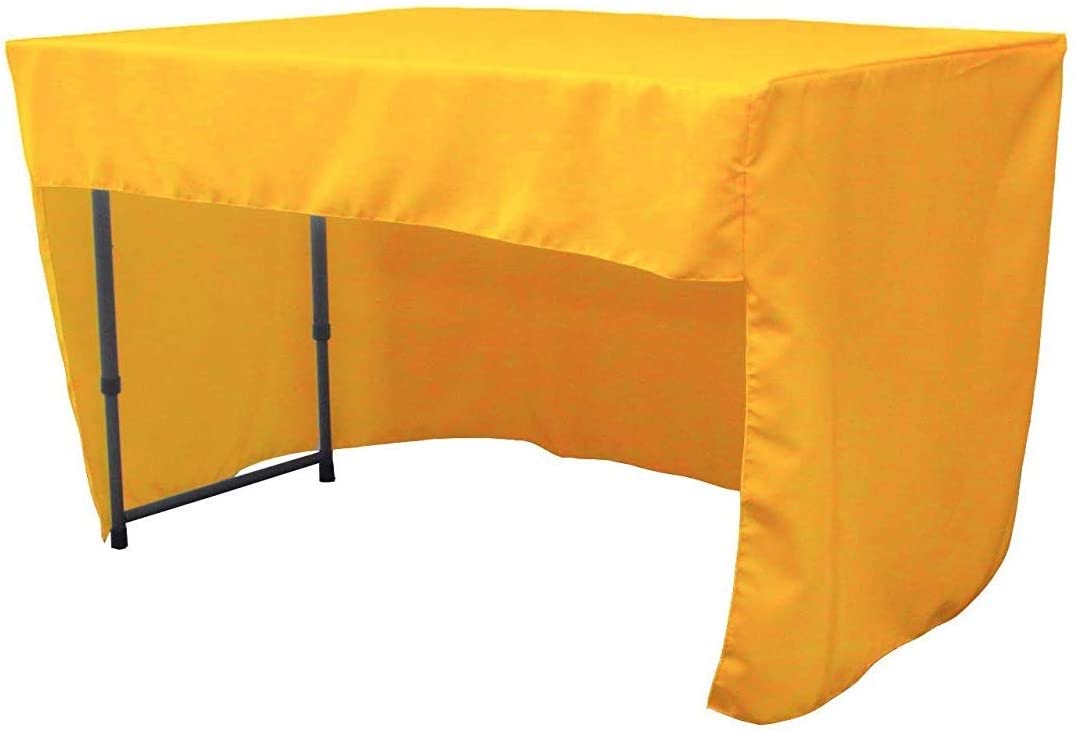 Polyester Poplin Fitted Tablecloth with Open Back Design (Dark Yellow, 72" Long x 30" Wide x 30" High)