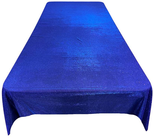 Full Covered Glitter Shimmer on Fabric Tablecloth - Wedding Party Decoration Rectangular, Royal Blue)