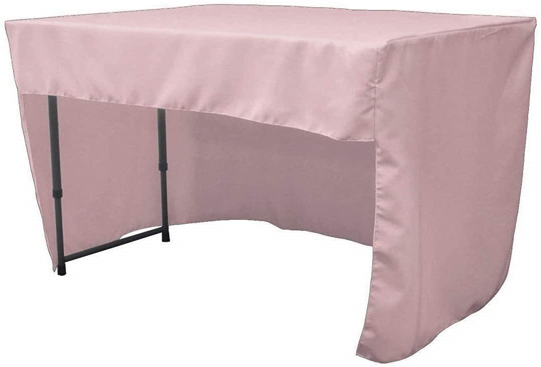 Polyester Poplin Fitted Tablecloth with Open Back Design (Blush, 72" Long x 30" Wide x 30" High)
