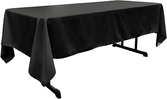 Polyester Poplin Washable Rectangular Tablecloth, Stain and Wrinkle Resistant Table Cover Fabric Table Cloth for Dinning, Kitchen, Party, Black