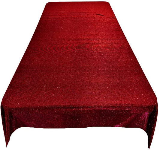 Full Covered Glitter Shimmer on Fabric Tablecloth - Wedding Party Decoration Rectangular, Burgundy)