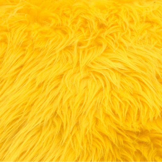 60" Wide Shaggy Faux Fur Fabric (Yellow, 1 Yard)