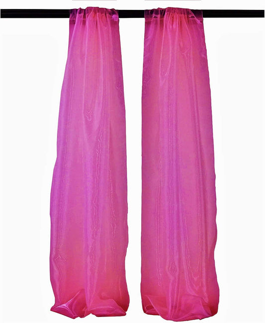 100% Polyester Sheer Mirror Organza Backdrop Drape, Curtain Panels, Room Divider, 1 Pair (Fuchsia,