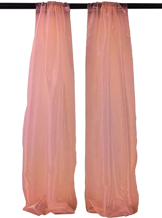 100% Polyester Sheer Mirror Organza Backdrop Drape, Curtain Panels, Room Divider, 1 Pair (Coral,