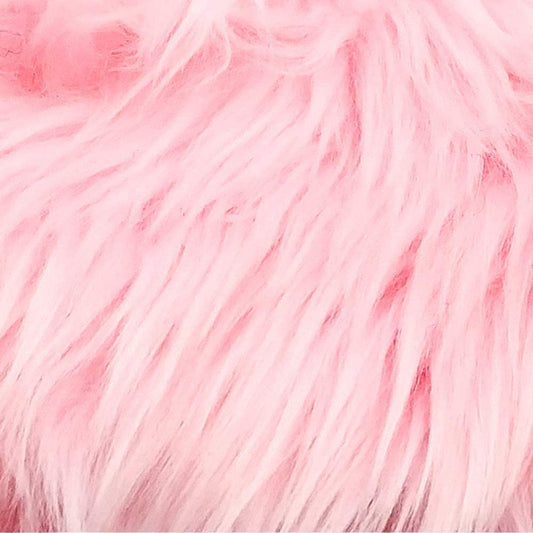 60" Wide Shaggy Faux Fur Fabric (Light Pink, 1 Yard)