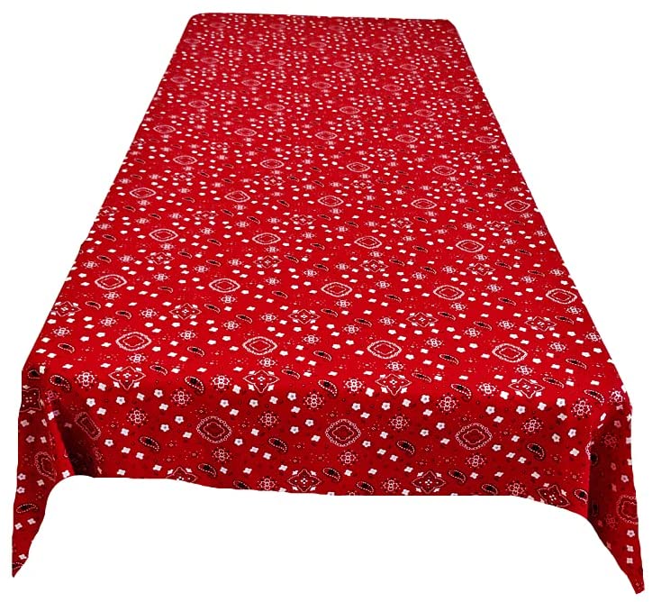 Bandanna Print Poly Cotton Tablecloth (Red,