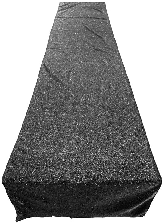 Full Covered Glitter Shimmer Fabric Table Runner - Party Decoration Long, Black)