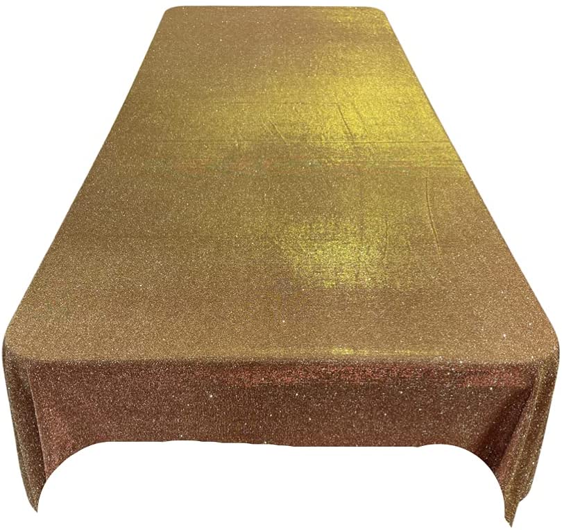 Full Covered Glitter Shimmer on Fabric Tablecloth - Wedding Party Decoration Rectangular, Bronze)