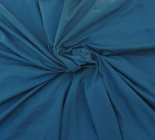 58/60" Wide, 95% Cotton 5% Spandex, Cotton Jersey Spandex Knit Blend, 4 Way Stretch Fabric (Dark Teal, 1 Yard)