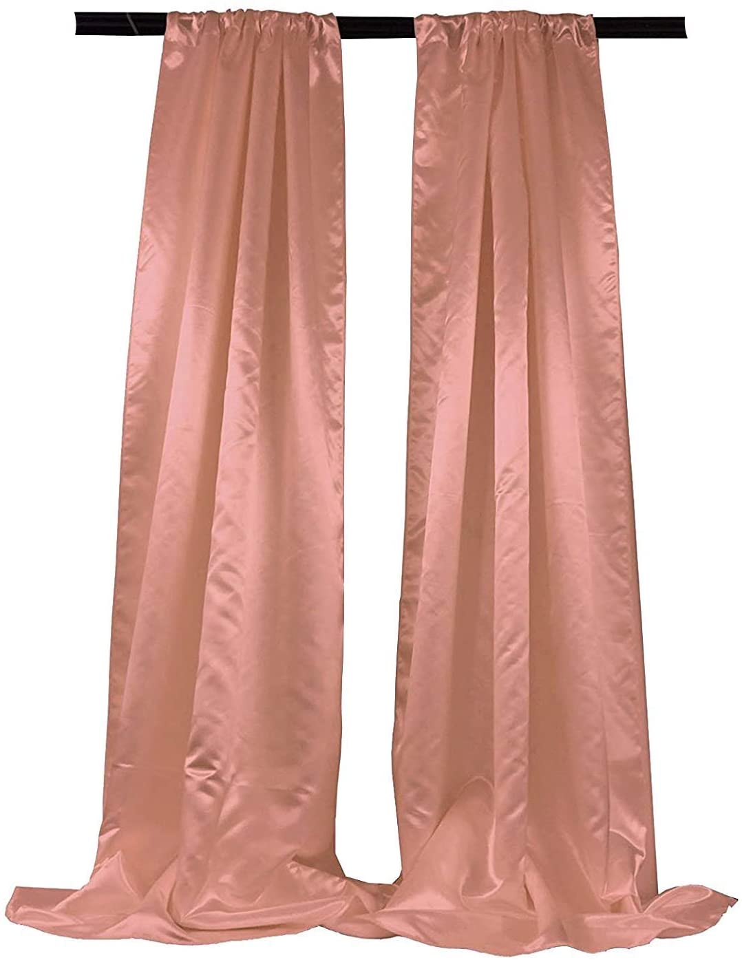 Polyester Bridal Satin Backdrop/Drape. Curtain Panel with 4" Rod Pocket on top, 1 Pair (Dusty Rose,