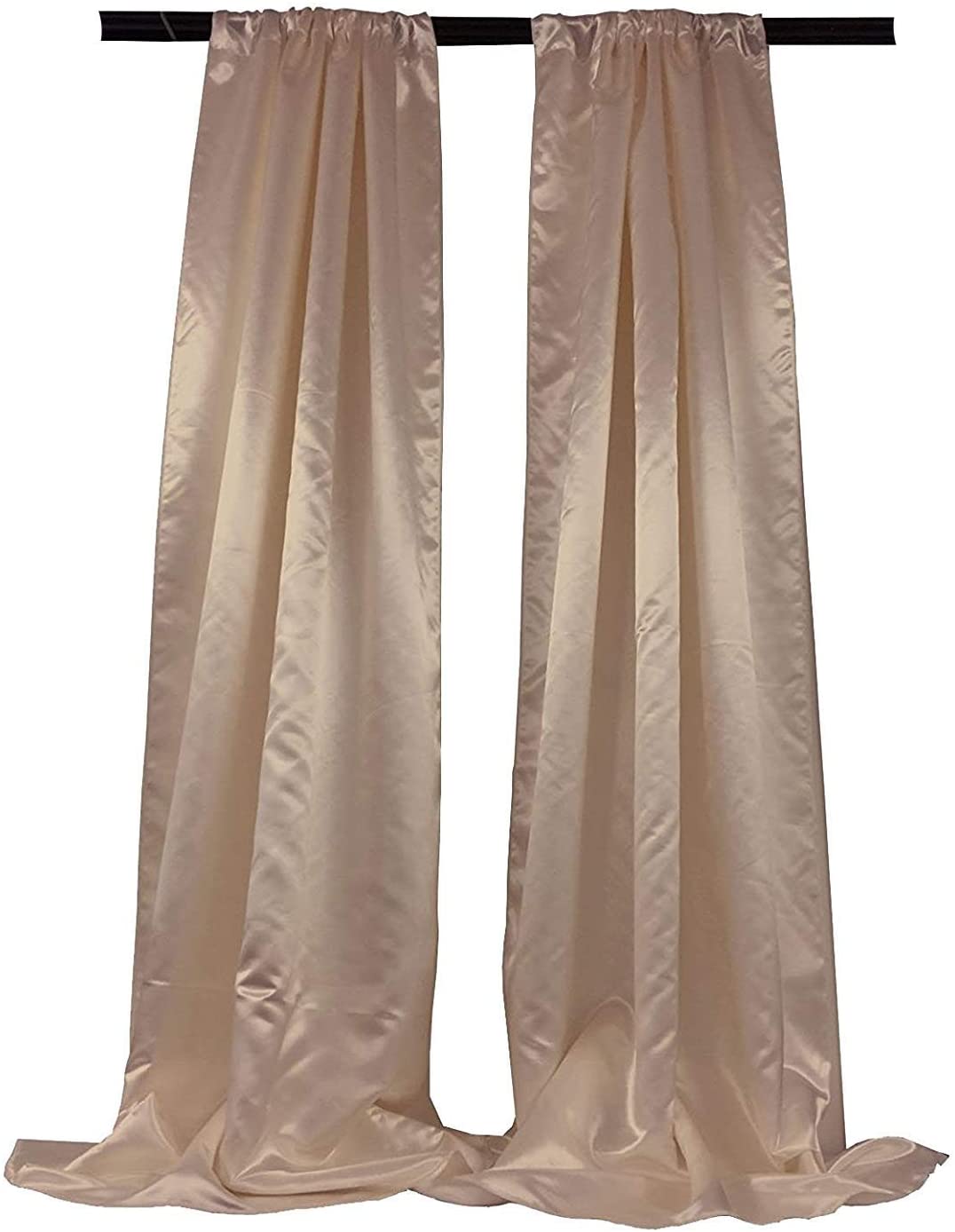 Polyester Bridal Satin Backdrop/Drape. Curtain Panel with 4" Rod Pocket on top, 1 Pair (Taupe,