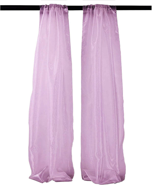 100% Polyester Sheer Mirror Organza Backdrop Drape, Curtain Panels, Room Divider, 1 Pair (Lilac,