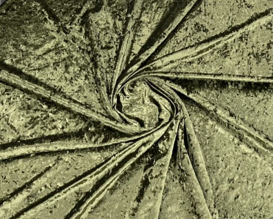 Solid Crushed Velour Stretch Velvet Fabric (1 Yard, Olive)