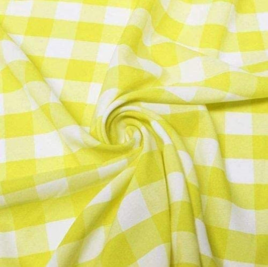 58/59" Wide 100% Polyester Poplin Gingham Checkered Fabric (Light Yellow, 1 Yard)