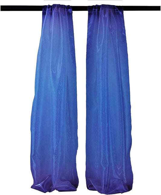 100% Polyester Sheer Mirror Organza Backdrop Drape, Curtain Panels, Room Divider, 1 Pair (Royal Blue,