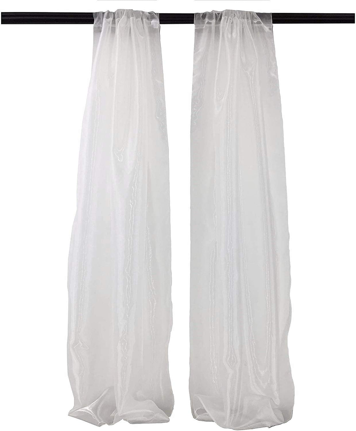 100% Polyester Sheer Mirror Organza Backdrop Drape, Curtain Panels, Room Divider, 1 Pair (White,