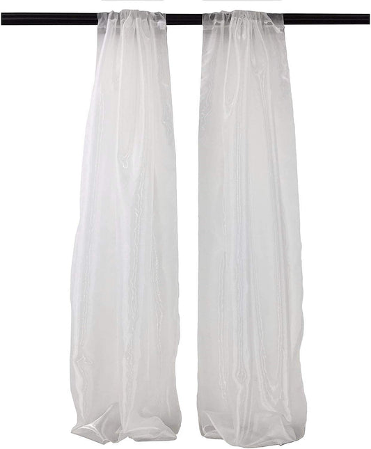 100% Polyester Sheer Mirror Organza Backdrop Drape, Curtain Panels, Room Divider, 1 Pair (White,