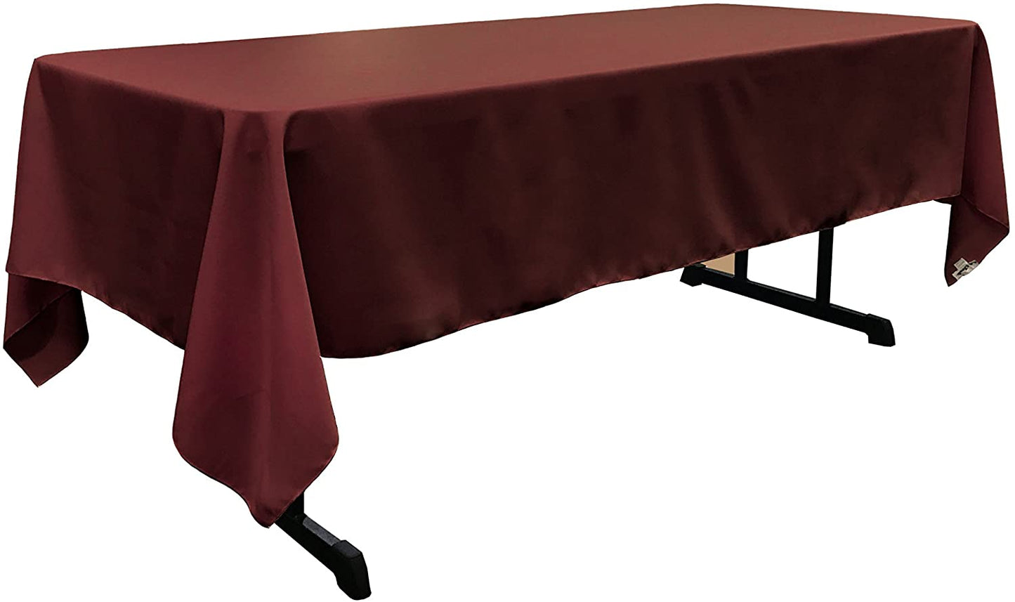 Polyester Poplin Washable Rectangular Tablecloth, Stain and Wrinkle Resistant Table Cover Fabric Table Cloth for Dinning, Kitchen, Party, Burgundy