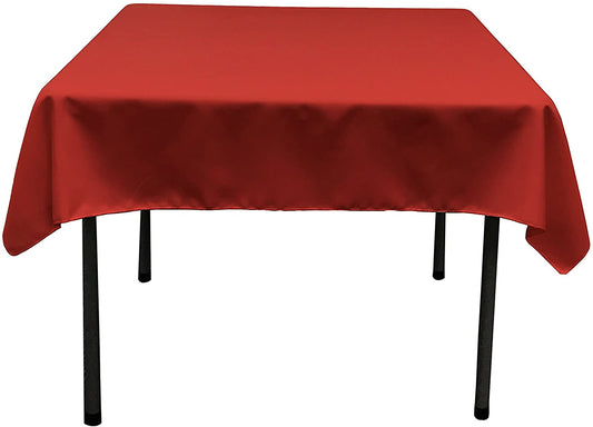 Polyester Poplin Washable Square Tablecloth, Stain and Wrinkle Resistant Table Cover Red