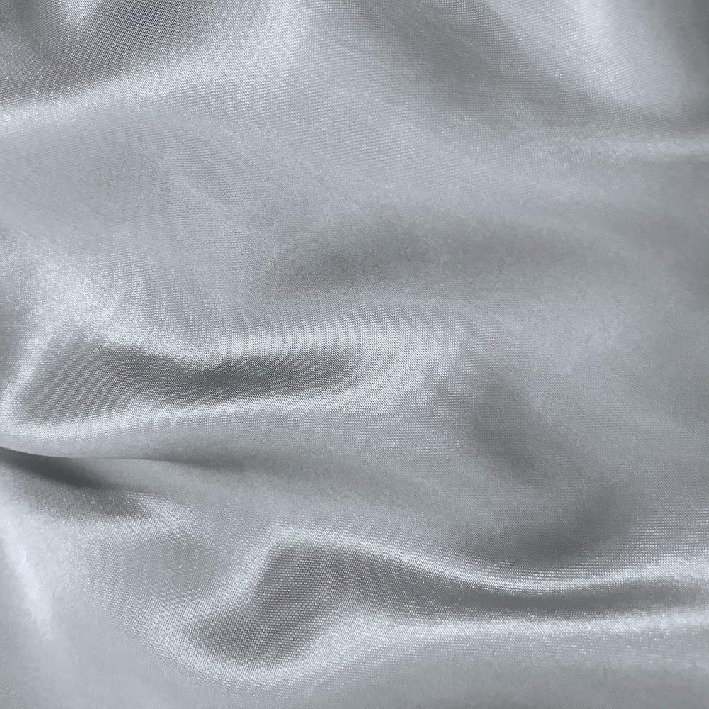 100% Polyester Soft Bridal Charmeuse Satin Fabric (Silver # 49,