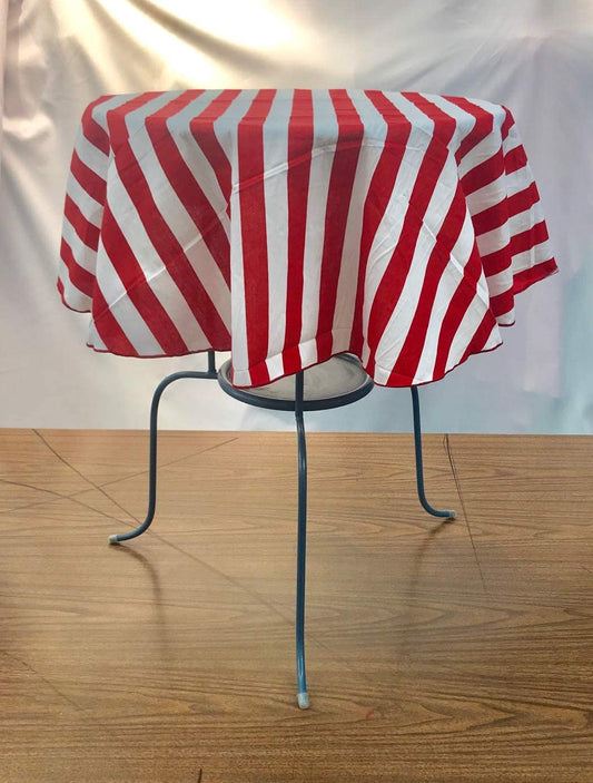 Printed Poly Cotton Tablecloth (1" Red & White Stripe,