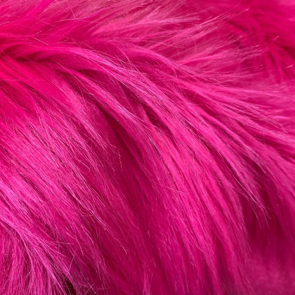 60" Wide Shaggy Faux Fur Fabric (Fuchsia, 1 Yard)