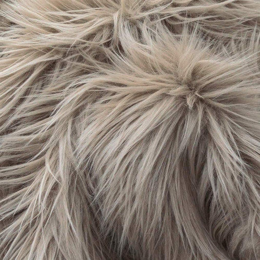 60" Wide Shaggy Faux Fur Fabric (Latte, 1 Yard)