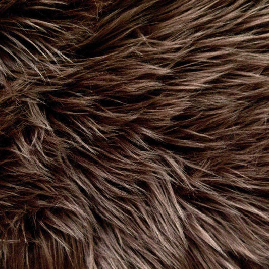 60" Wide Shaggy Faux Fur Fabric (Brown, 1 Yard)