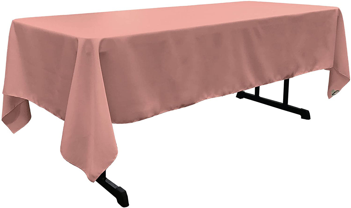 Polyester Poplin Washable Rectangular Tablecloth, Stain and Wrinkle Resistant Table Cover Fabric Table Cloth for Dinning, Kitchen, Party, Dusty Rose