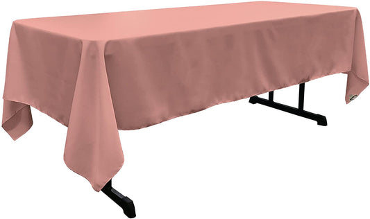 Polyester Poplin Washable Rectangular Tablecloth, Stain and Wrinkle Resistant Table Cover Fabric Table Cloth for Dinning, Kitchen, Party, Dusty Rose
